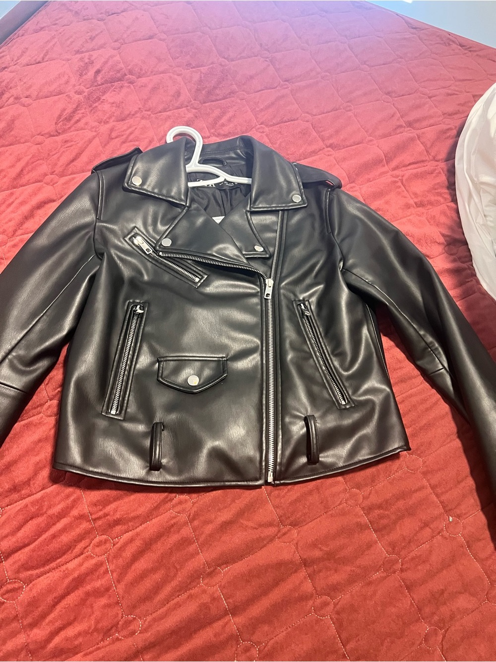 Zara Black Faux Leather Biker Jacket